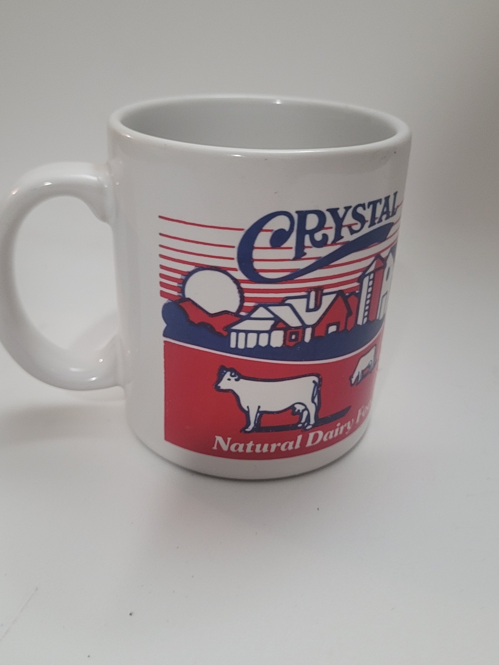 Crystal Dairy Milk Logo White Ceramic Coffee Mug - Red & Blue Print